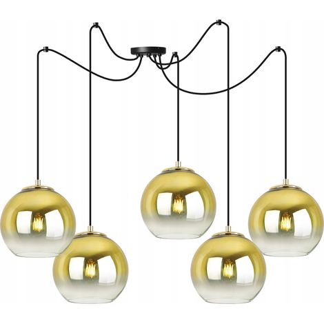 LAMPADA A SOSPENSIONE, LAMPADARIO DA SOFFITTO, PARALUME DORATO, 15 CM (1/5)