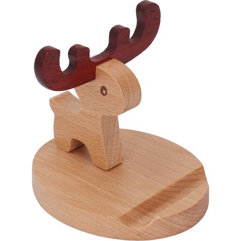 ensembles de supports de téléphone portable multifonctionnels en bois en forme de cerf pour la décoration de bureau (1/5)