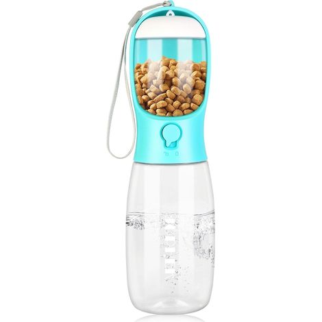 1 Distributeur d'eau portable, 550ml Gourde chien chat, 100ml Compartiment nourriture, Filtre charbon actif, Camping randonnée voyage (1/5)