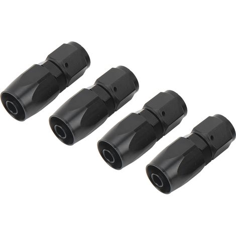 Lot de 4 raccords universels en aluminium AN6 à pivot droit à 0° pour tuyau d'essence, pour modification automobile, couleur noire. (1/5)