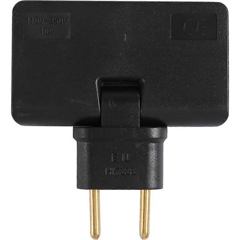 3-in-1 drehbarer Eurostecker-Adapter, 180°-Verlängerungskabel, Schwarz (1/5)