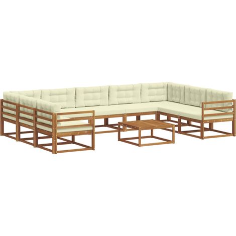 Outdoor Sofa Set with Cushion 10 pcs Natural and Cream vidaXL (1/5)