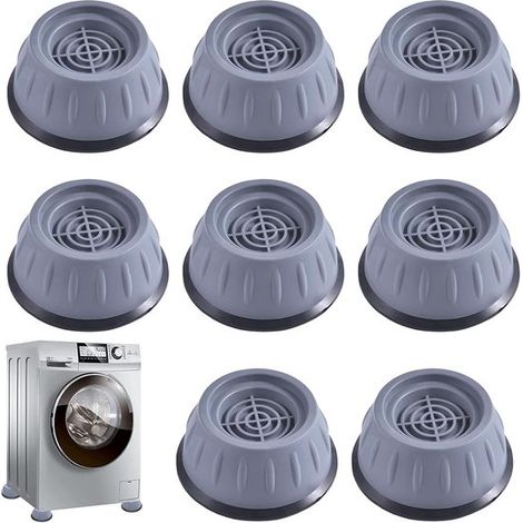 Patins anti-vibrations pour lave-linge, stabilisateurs d'appareils électroménagers, antidérapants et silencieux, lot de 8, gris (1/5)
