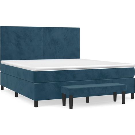 Maison Exclusive - Giroletto a Molle con Materasso Blu Scuro 180x200 cm in Velluto (1/5)