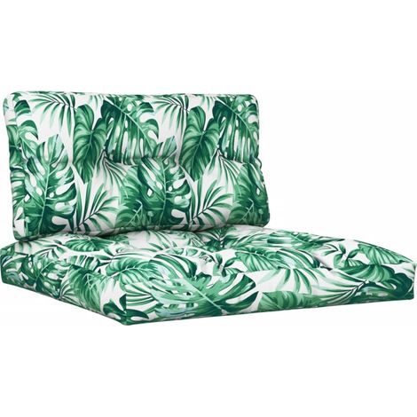 Coussins de palette lot de 2，Coussins d'extérieur motif de feuilles tissu CFW122127