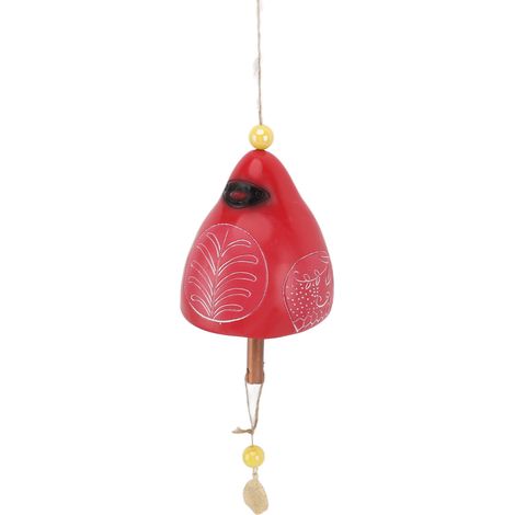 Carillon éolien en résine et bois peint à la main, mélodie agréable, à suspendre, pour porte, jardin ou terrasse, rouge (1/5)