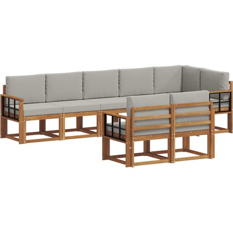 Conjunto de sofás de exterior 8 uds. Gris Natural y Claro vidaXL (1/5)