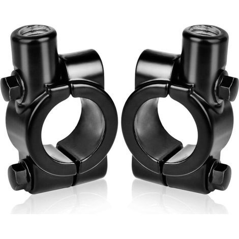 Supporto per specchietto retrovisore moto in 2 pezzi per attacco manubrio da 22 mm - per specchietti laterali da 10 mm, in alluminio (nero) (1/5)