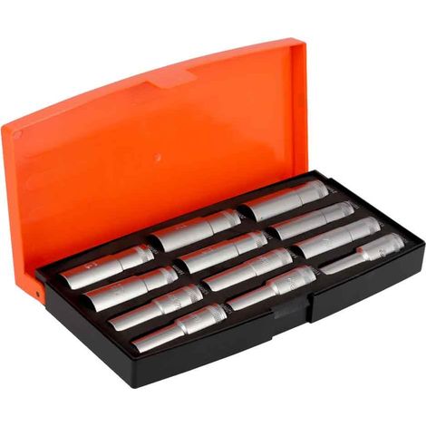 BAHCO - Jeu de douilles longues 1/2, 6 pans, métriques, et cliquet-12p
