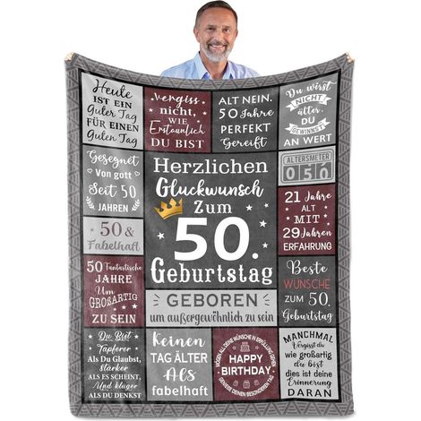 Decke 50 Geburtstag Mann Geschenk 200x150cm 50th Geschenk 200x150CM (1/5)