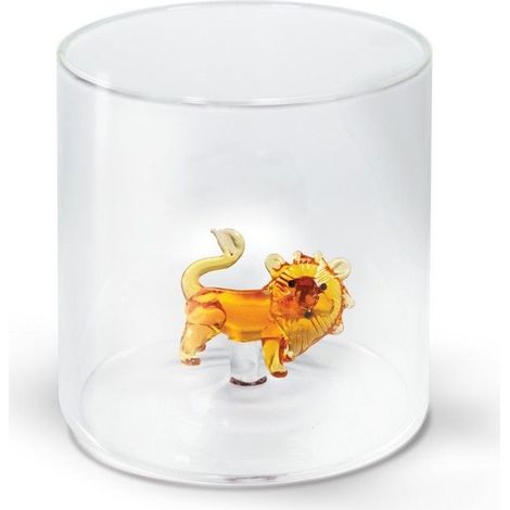 WD LifeStyle Bicchiere Vetro Borosilicato Cc 250 ml Decoro Leone (1/2)