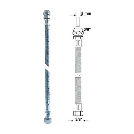 Tubo conexión para sanitario 500 mm cromado 10 mm