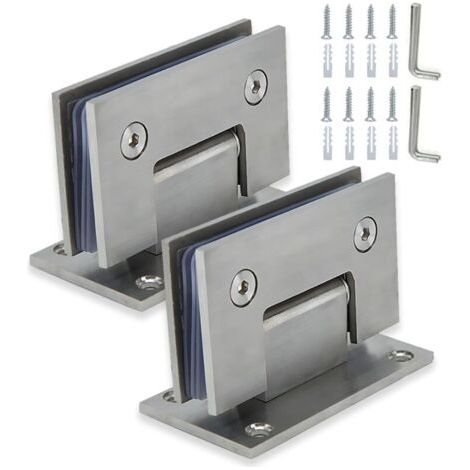 2 Pièces Charnières De Porte De Douche En Verre, Pince De Porte De Salle De Bain En Acier, Charniere Porte Lourde, Charnières De Douche à 90, 8 à 12 Mm Pince De Porte En Verre De Douche (1/5)