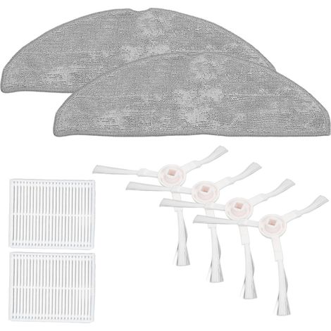 Kit accessoires robot aspirateur MiJia E10 E12 - 4 brosses latérales, 2 filtres HEPA et 2 chiffons microfibre (1/5)