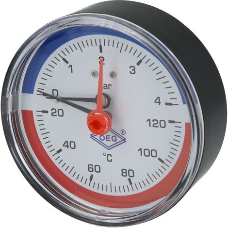 Thermomanomètre 0 - 4 bars +20 à 120 °C axial