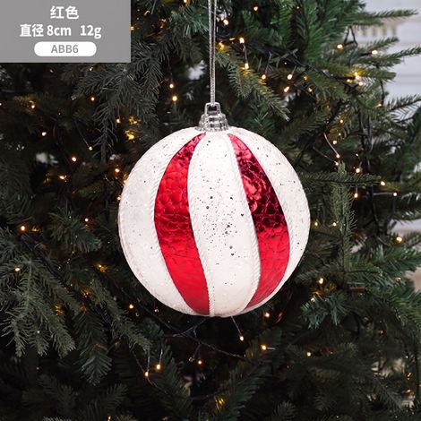 Décoration de Noël Boule en mousse à rayures rouges et blanches / Lot de 12 (1/2)