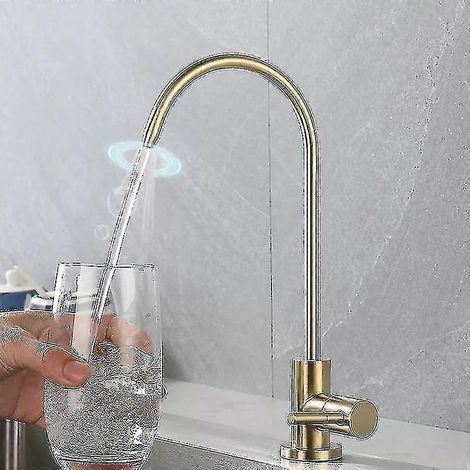 Robinet de cuisine avec filtre à eau en acier inoxydable argenté, pour l'eau potable par osmose inverse.-AquaForge (1/5)