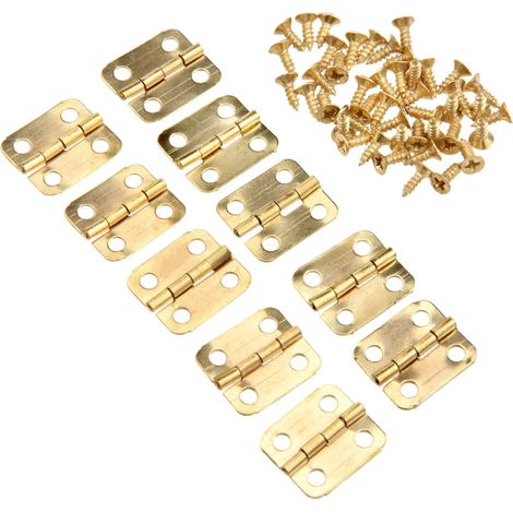 (Or) Lot de 10 mini charnières vintage en fer (16 mm x 13 mm), finition bronze antique/dorée, pour boîtes en bois, boîtes à bijoux, coffrets cadeaux, boîtes à vin, quincaillerie pour la maison (1/5)