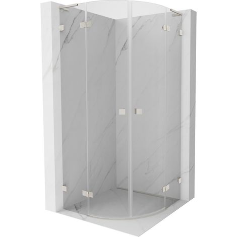 Mexen Lunar L halbrunde Duschkabine schwenkbar 90 x 90 cm, transparent, gebürstetes Nickel - 833L-090L-090P-97-00 (1/5)