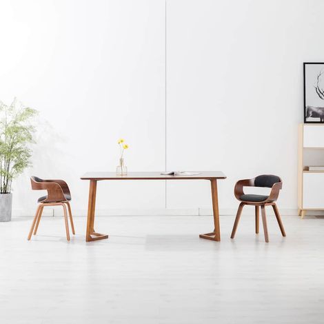 vidaXL Sillas de comedor 2 unidades tela y madera curvada gris oscuro (1/4)
