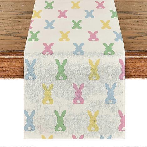 Chemin de table de cuisine/salle à manger motif lapin de Pâques, 13 x 90 pouces (25-26 cm). (1/4)