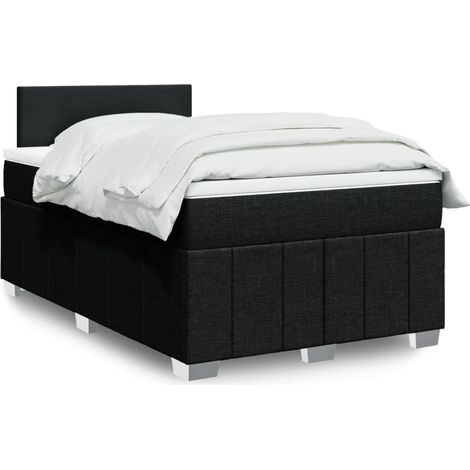 vidaXL Sommier à lattes de lit avec matelas noir 120x190 cm tissu (1/5)