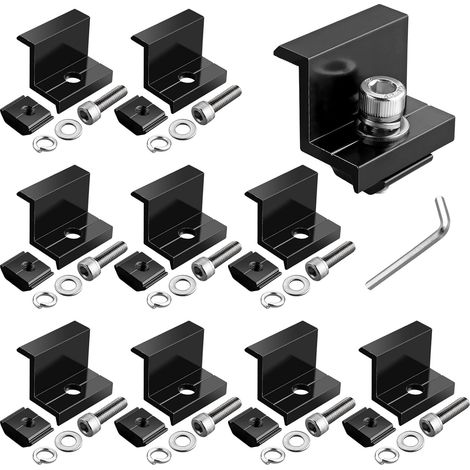 10 Pinces De Bordure, Support Z Aluminium 35mm, Vis Et Écrous Inclus, Pour Panneau Solaire Encadré (1/5)
