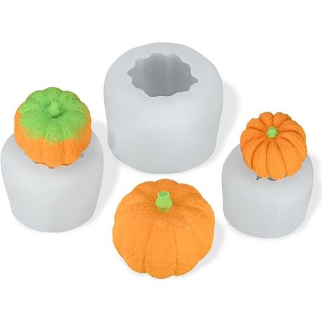 Silikonformen in Kürbisform – Kerzenform – Seifenform – DIY-Kerzen – 3D-Kürbisformen – Kleine, mittlere und große Formen, Mini-Kürbis mit 3 Löchern – Für Halloween und Herbst (1/5)