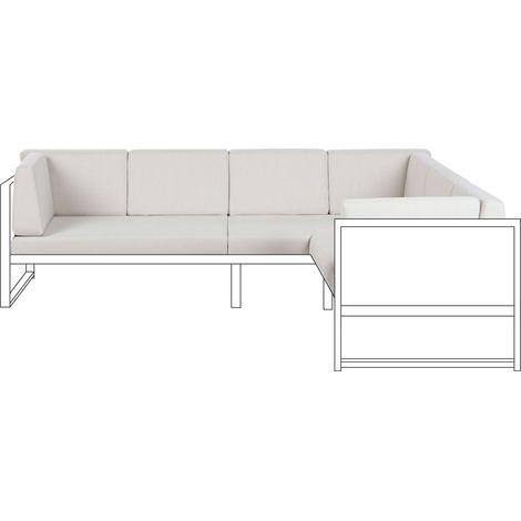 Ensemble de Housses d'Extérieur Coussins d'Assise et de Dossier en Tissu Blanc Cassé Castella