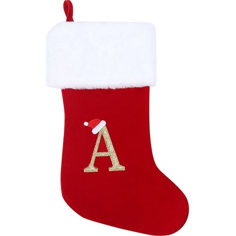 Deux grandes chaussettes de Noël à suspendre, idéales pour les sacs cadeaux du Père Noël, les sachets de bonbons, et parfaites pour décorer le sapin et la cheminée. Dimensions : 46 x 24 cm. (1/5)