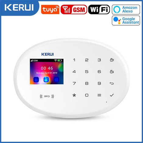(Unité principale uniquement) Système d'alarme domestique, compatible WiFi GSM, bande 433 MHz, contrôle via l'application Tuya Home. (1/5)