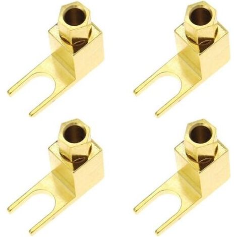 Lot de 4 pièces 4mm Connecteur de câble de haut-parleur, adaptateur banane vers pelle haut de gamme, câble de haut-parleur, fourche à pelle à angle droit et connecteur de poste de reliure, plaq (1/5)