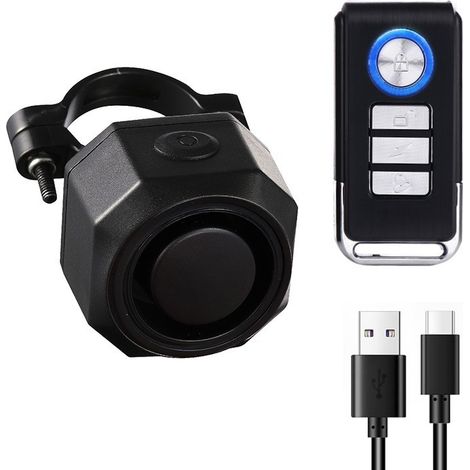 Alarme vélo rechargeable avec télécommande 110 dB Noir (1/5)