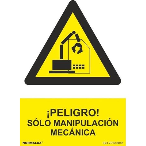 Señal ¡Peligro Solo Manipulación Mecánica SEKURECO                         100 x 150 mm                          ADHESIVOS DE VINILO (1/2)