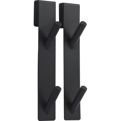 2 Percheros dobles para mampara de ducha NOKO Negro mate MSV
