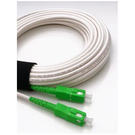 Câble/Rallonge Fibre Optique Orange SFR Bouygues - Jarretière Simplex Monomode SC-APC à SC-APC - Blindage et Connecteur Renforcée - Perte Très Fiable - Blanc, 5M (1/4)
