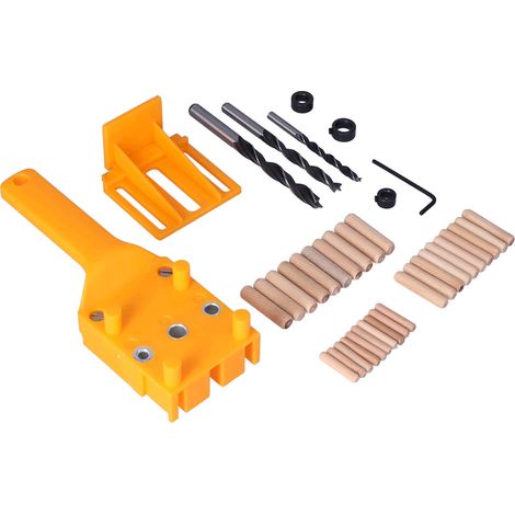 Orangefarbenes ABS-Handbohrlehren-Set für schnelles Dübelbohren, Holzbearbeitungswerkzeuge (1/5)