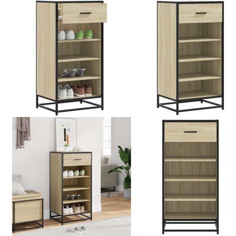 Mueble zapatero madera contrachapada roble sonoma 48x38x97,5 cm - Muebles para zapatos - Estante para zapatos