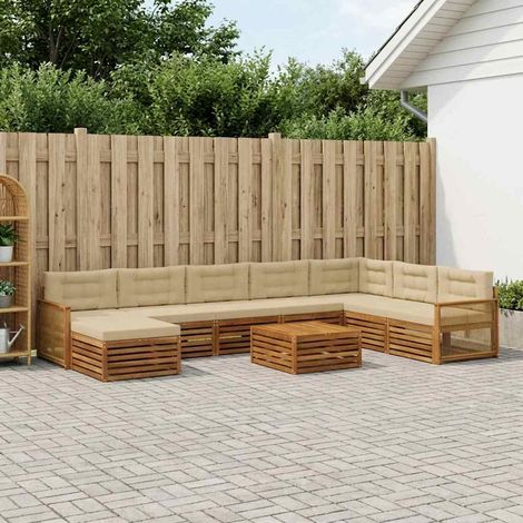 vidaXL Outdoor-Sofagarnitur 9 pcs Natur und Beige Massivholz Akazie (1/5)