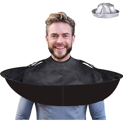 Capa de peluquería para cortar el cabello CSPARKV - Capa de peluquería con cierre autoadhesivo, delantal para afeitarse la barba, capa con paraguas, accesorio de peluquería impermeable (60 cm de diáme (1/4)
