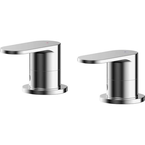 Balterley Enville Modern Round Deck Mounted 3/4" Side Valves with Round Levers - Polished Chrome Finish