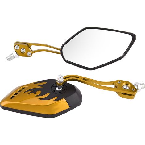 Rétroviseur universel pour moto M8M10, motif flamme (paire) (Jaune) (1/5)