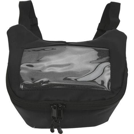 Sacoche de guidon vélo étanche nylon, poche transparente tactile pour smartphone, rangement avant, sacoche moto imperméable, fixations robustes. (1/5)