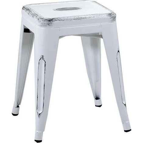 Sgabello sgabelli ferro metallo sbiancate bianco antico schabby antichizzato vintage (1/4)