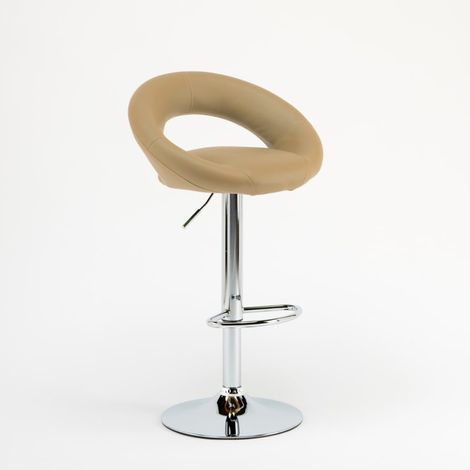 Taburete de cocina alto, giratorio y regulable con Reposapiés Chicago - Beige