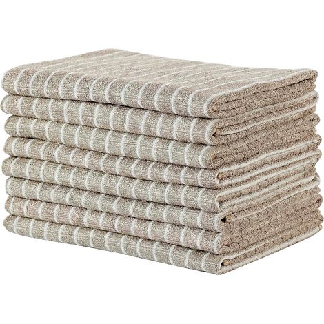 Lot de 8 torchons de cuisine en microfibre doux et absorbants, 45 x 65 cm, kaki (1/5)