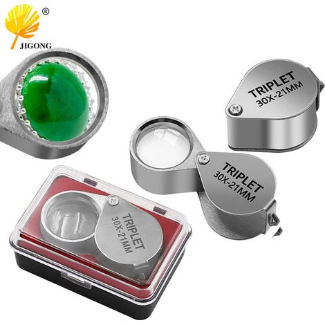 Miroir pliant en métal à fort grossissement 3021, loupe portable à lentille en verre 10x pour l'évaluation de bijoux