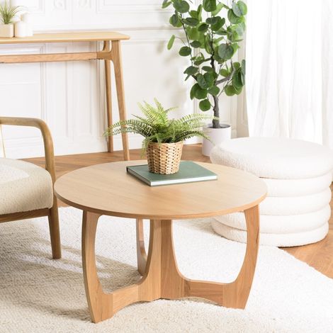 SYA - Table basse ronde D80 décor et chêne naturel pied ajouré (1/5)