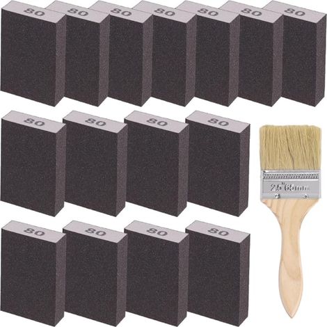 éponges de ponçage grain 80 blocs lavables et réutilisables pinceau peinture idéal pour le travail du bois polissage des (1/5)