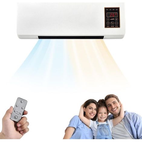 Ventilateur mural portable 2026 avec télécommande, chauffage/refroidisseur de salle de bain portable, adapté à une utilisation à domicile ou au bureau (ventilateur naturel 45W, chauffage 1800W). (1/5)